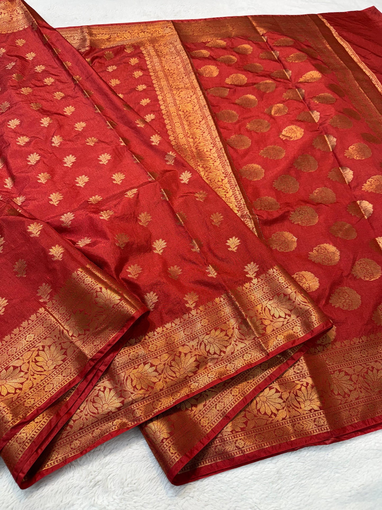Red Dupion Silk Premium Banarasi Saree