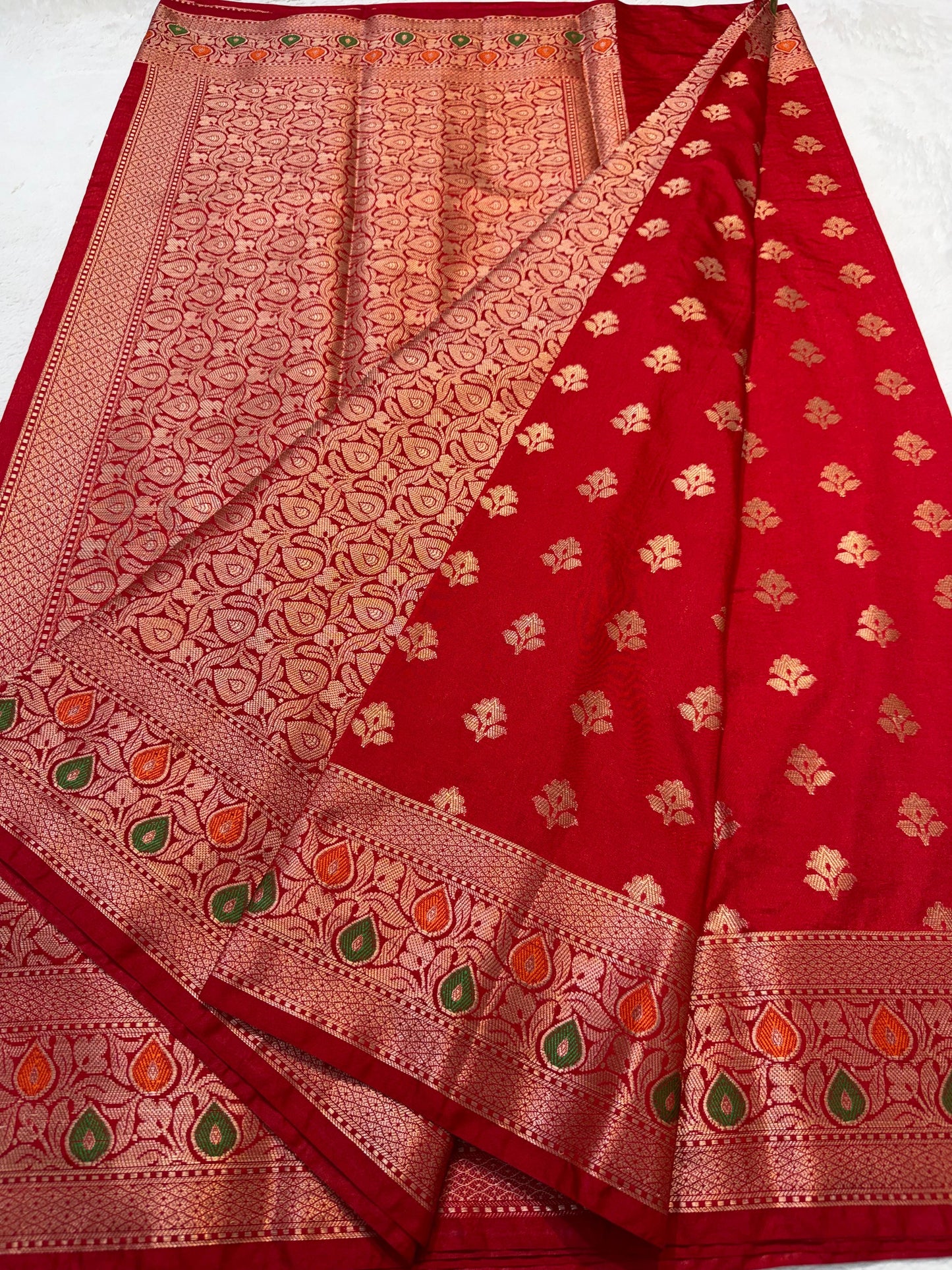 Red  Dupion Silk Premium Banarasi Saree