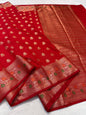 Red  Dupion Silk Premium Banarasi Saree
