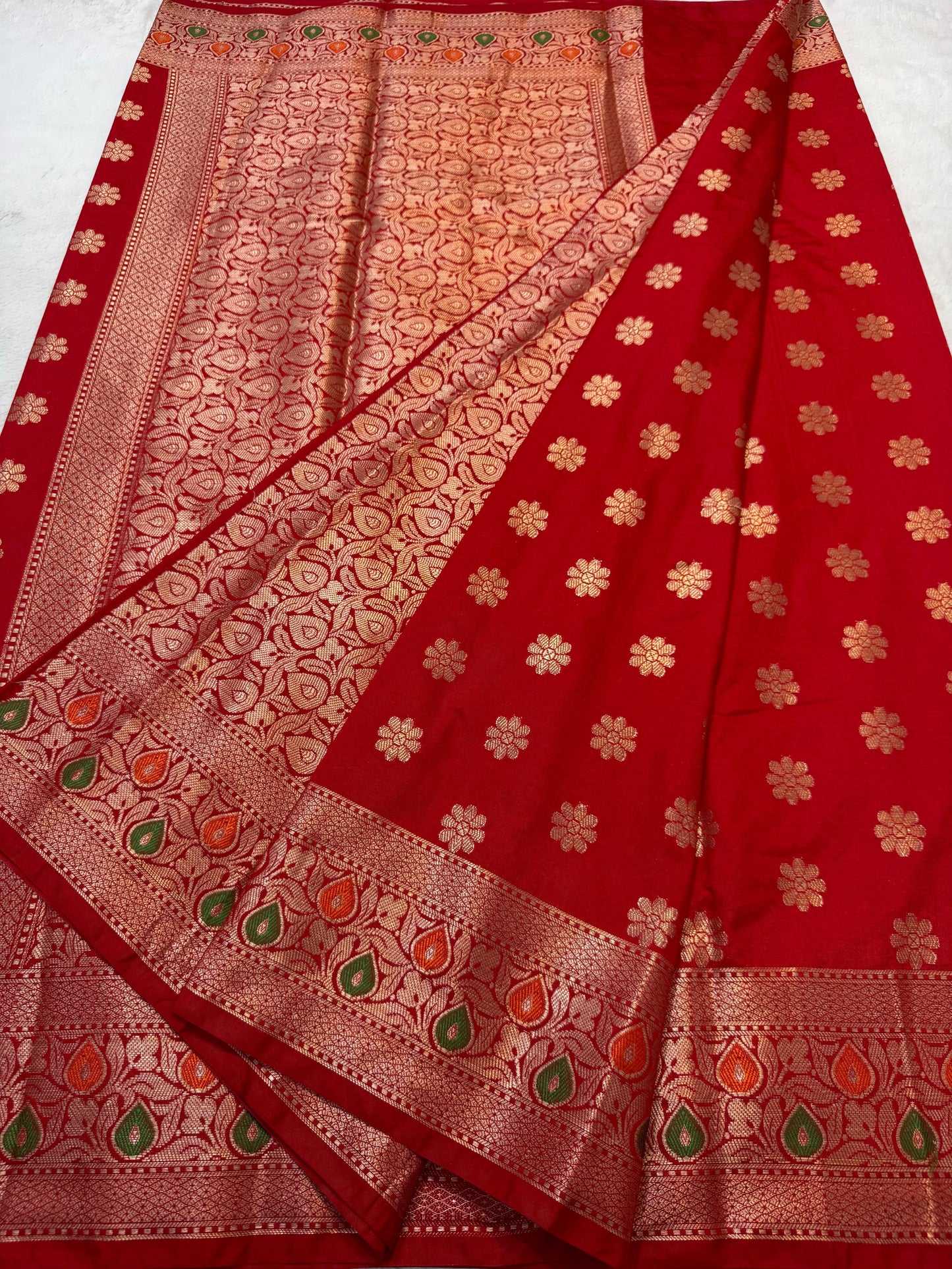 Red Dupion Silk Premium Banarasi Saree