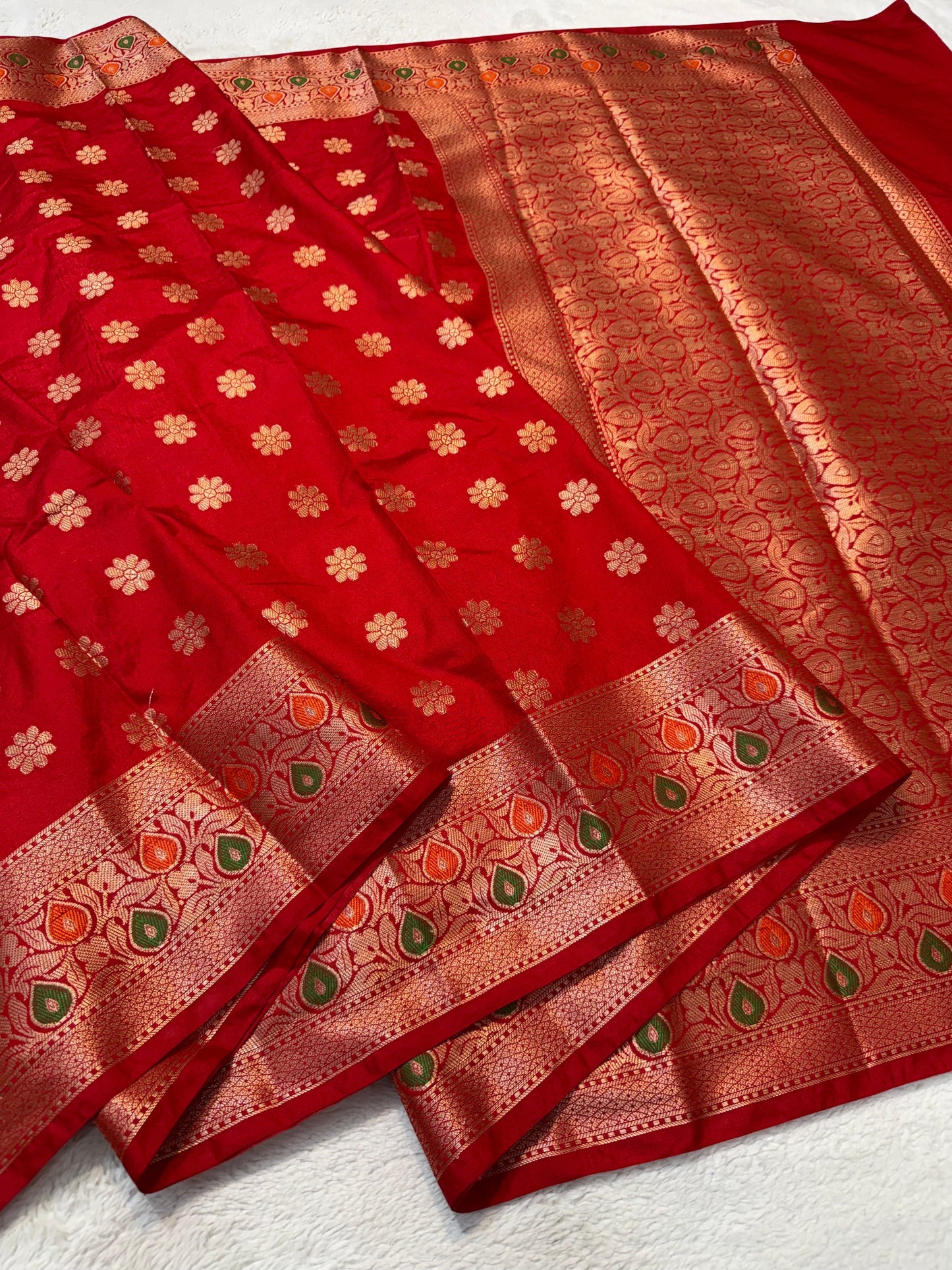 Red Dupion Silk Premium Banarasi Saree