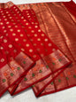 Red Dupion Silk Premium Banarasi Saree