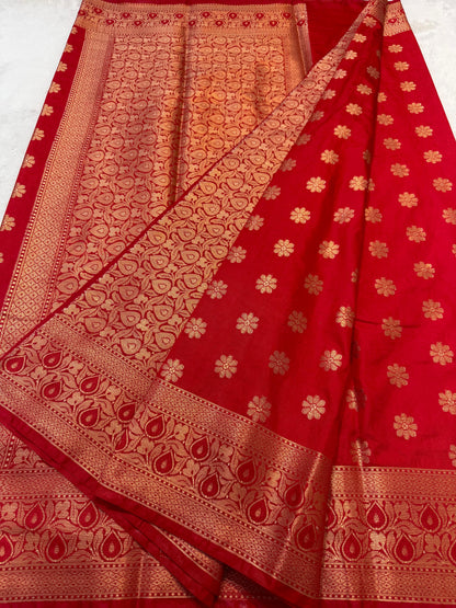 Red Dupion Silk Premium Banarasi Saree