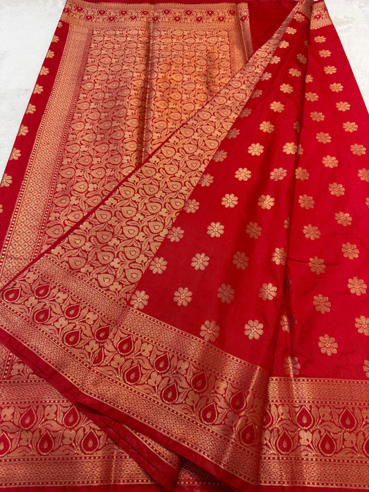 Red Dupion Silk Premium Banarasi Saree