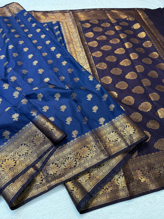 Royal Blue Dupion Silk Premium Banarasi Saree