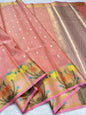 Peach Cotton Kota Paithani Border Premium Banarasi Saree