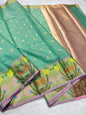 Green Cotton Kota Paithani Border Premium Banarasi Saree
