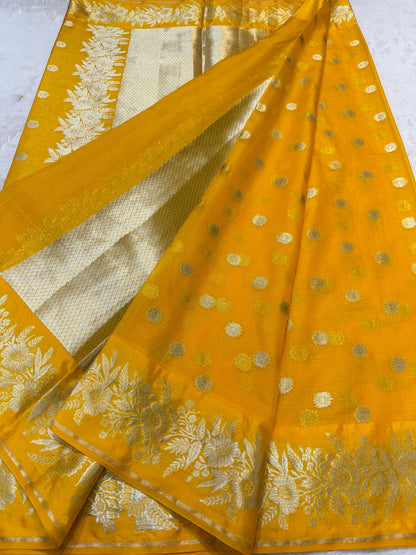 Gold Cotton Kota Premium Banarasi Saree