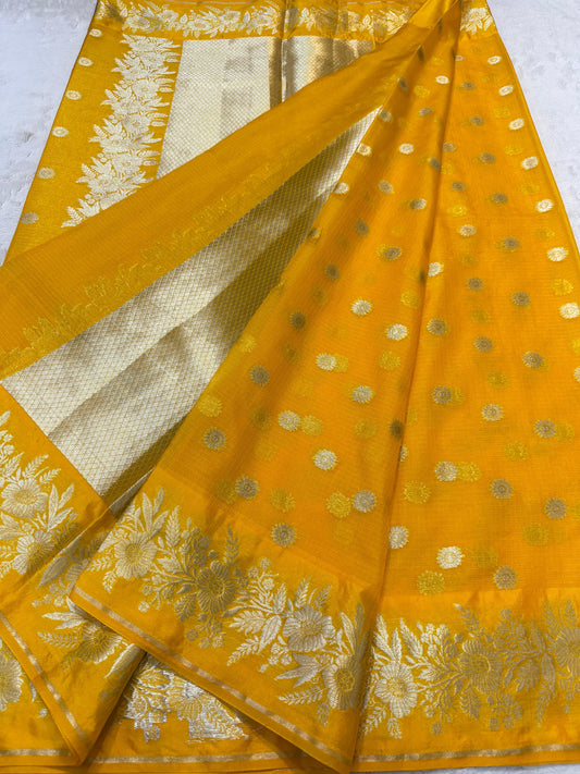 Gold Cotton Kota Premium Banarasi Saree