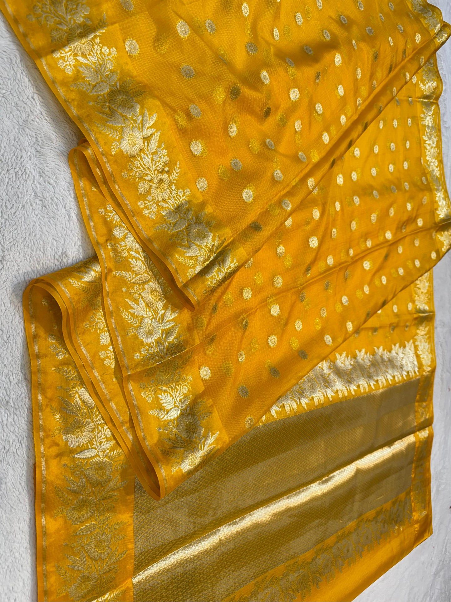 Gold Cotton Kota Premium Banarasi Saree