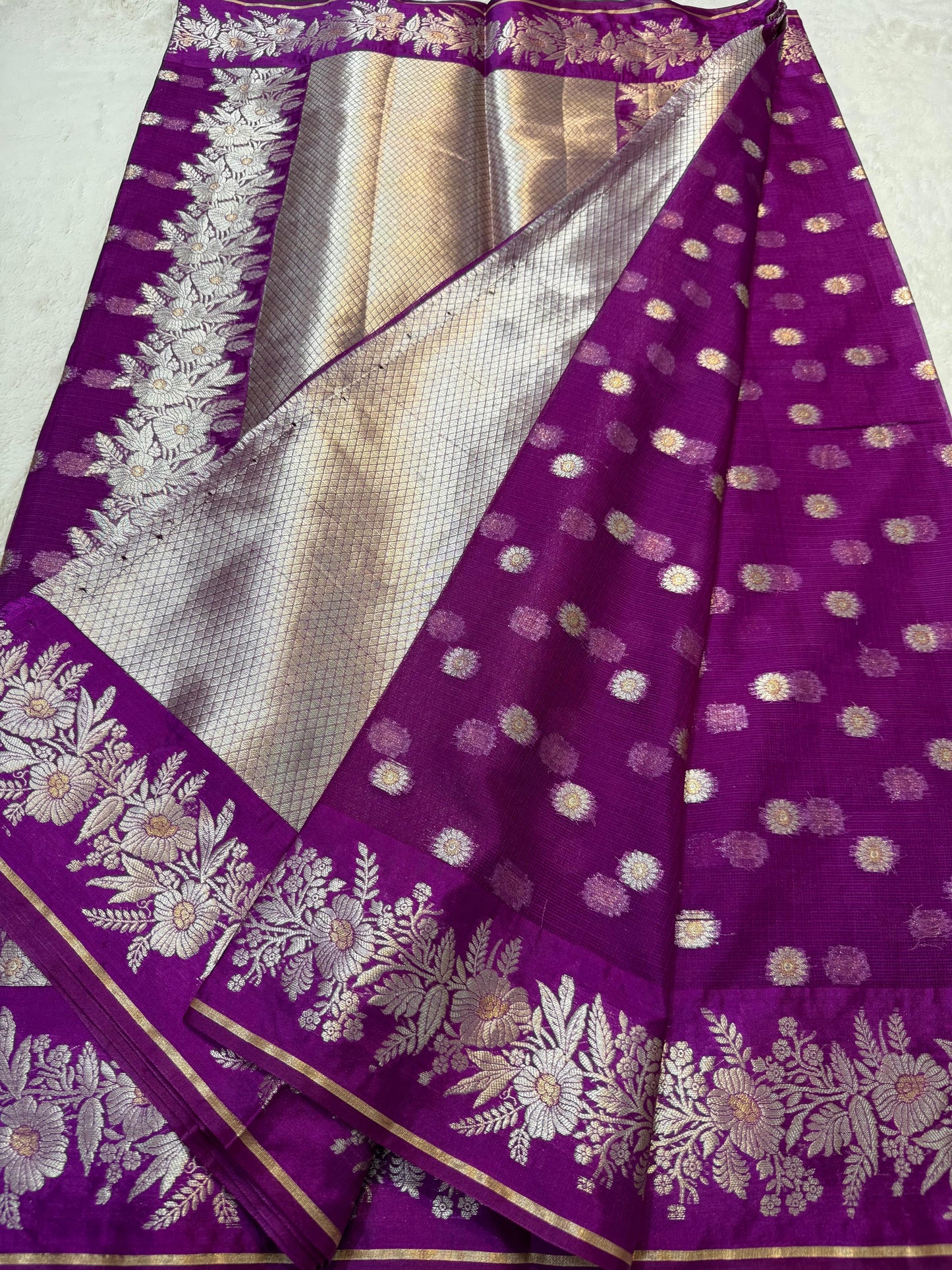 Magenta Cotton Kota Premium Banarasi Saree