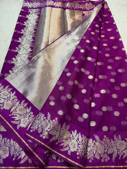 Magenta Cotton Kota Premium Banarasi Saree