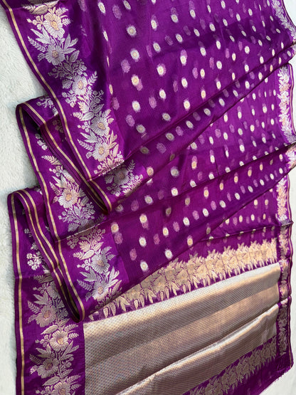 Magenta Cotton Kota Premium Banarasi Saree