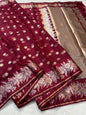 Maroon Cotton Kota Premium Banarasi Saree
