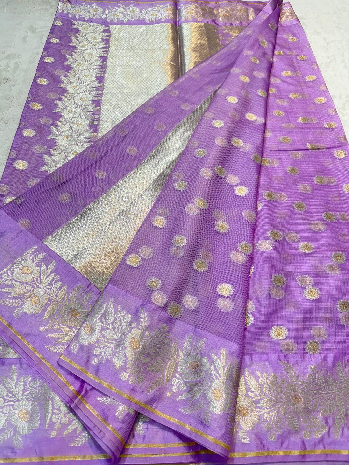 Lovender Cotton Kota Premium Banarasi Saree