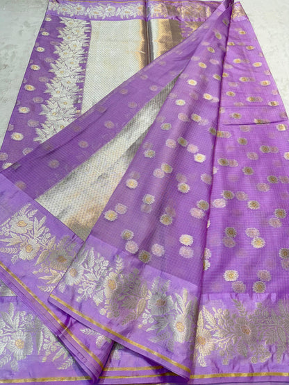 Lovender Cotton Kota Premium Banarasi Saree