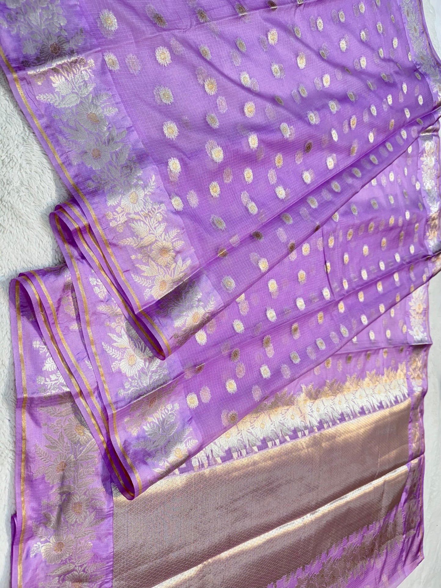 Lovender Cotton Kota Premium Banarasi Saree