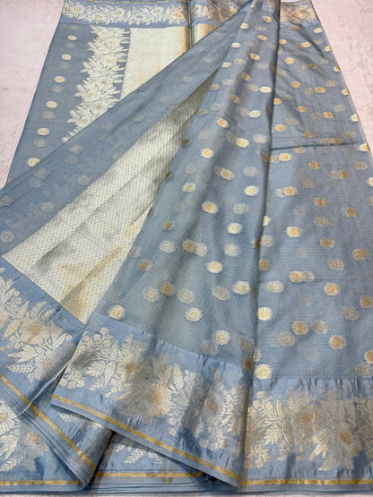 Gray Cotton Kota Premium Banarasi Saree