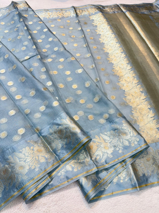 Gray Cotton Kota Premium Banarasi Saree