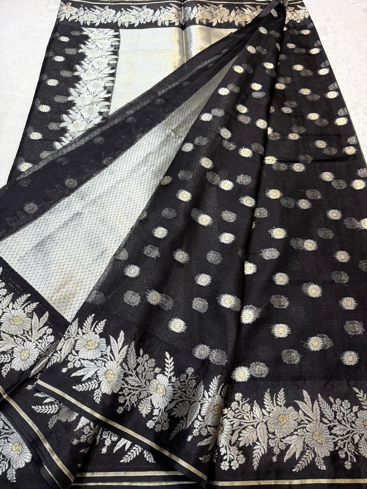 Black Cotton Kota Premium Banarasi Saree