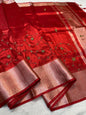 Red Tissue Designer Handwork Premium Banarasi Silk Saree