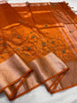 Orange Tissue Designer Handwork Premium Banarasi Silk Saree