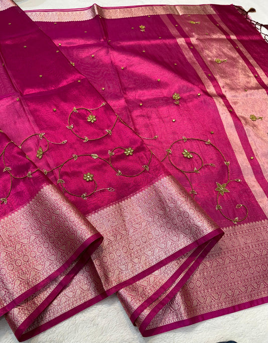 Maharani Tissue Designer Handwork Premium Banarasi Silk Saree