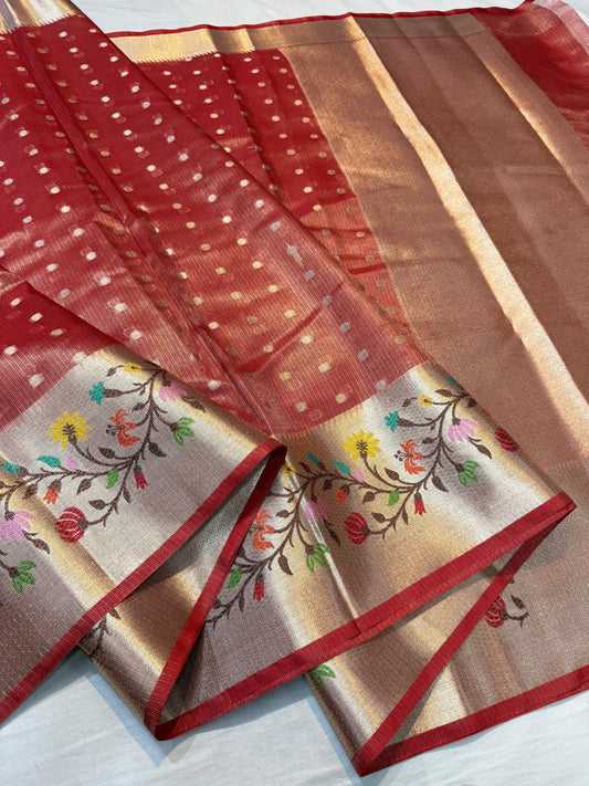 Tissue Kota Paithani Border Premium Banarasi Saree