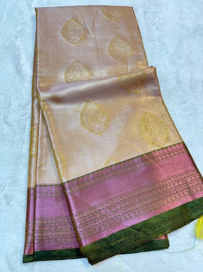 Gold Kanchi Silk Zari Brocade Banarasi Saree