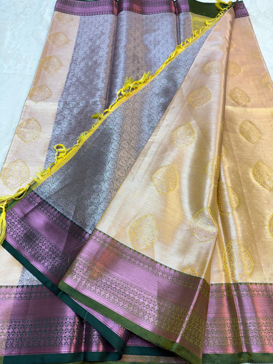 Gold Kanchi Silk Zari Brocade Banarasi Saree