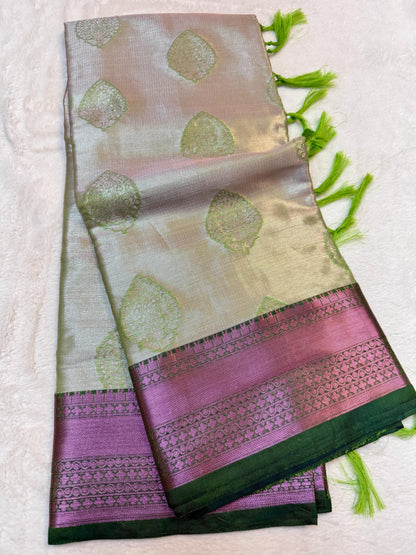 Green Kanchi Silk Zari Brocade Banarasi Saree