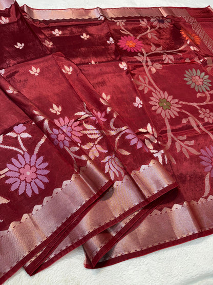 Wine Viscose Silk Premium Banarasi Saree