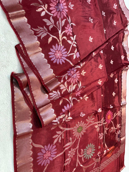 Wine Viscose Silk Premium Banarasi Saree