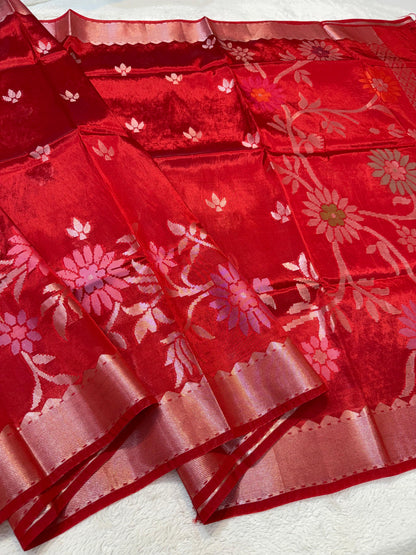 Blood Red Viscose Silk Premium Banarasi Saree
