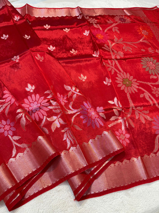 Blood Red Viscose Silk Premium Banarasi Saree