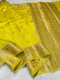 Gold Shade Pure Green Mango Premium Banarasi Silk Saree