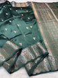 Bottle Green Shade Pure Green Mango Premium Banarasi Silk Saree