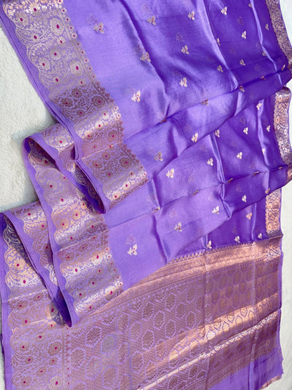 Lovender Shade Pure Green Mango Premium Banarasi Silk Saree