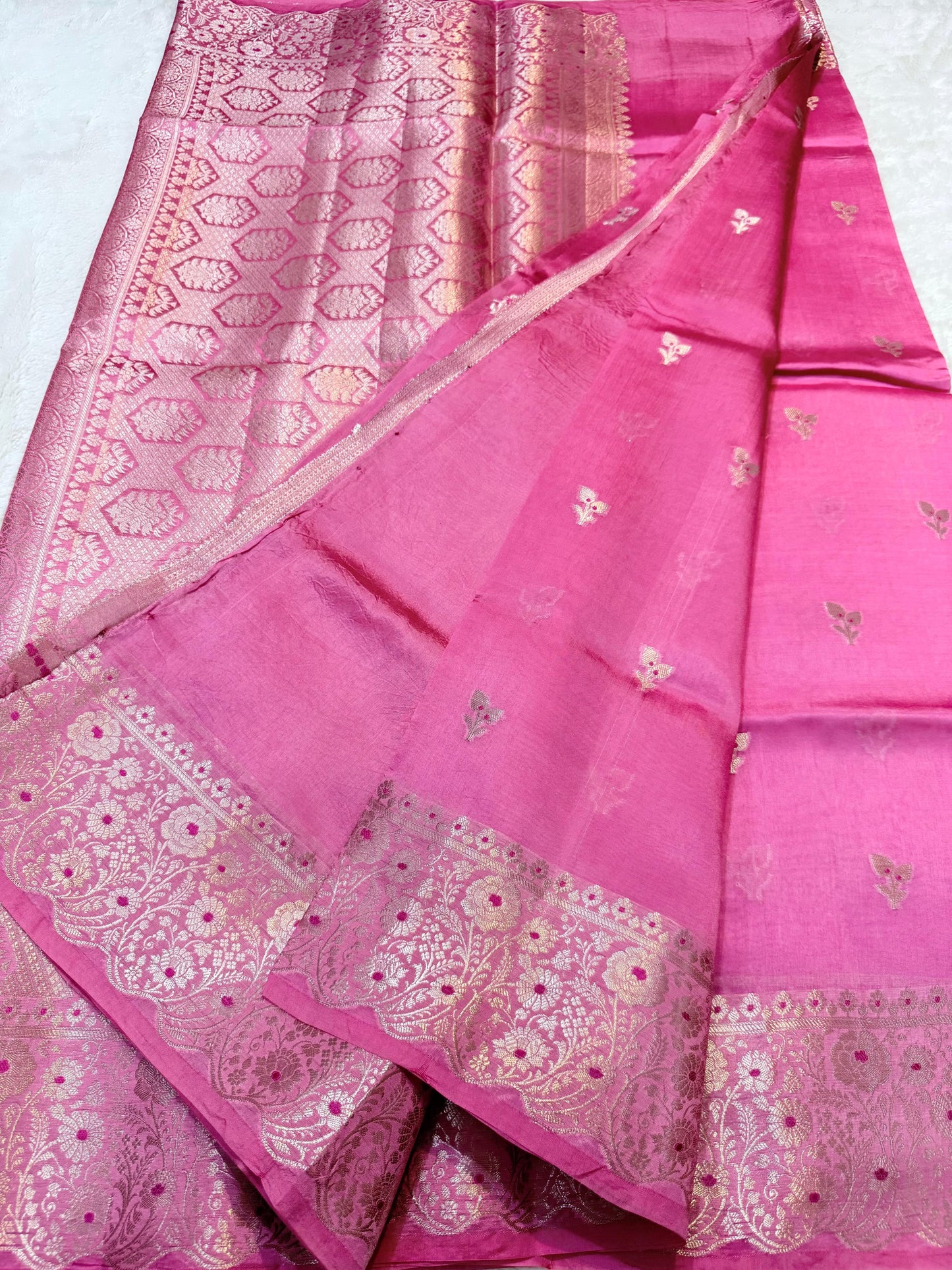 Pink Shade Pure Green Mango Premium Banarasi Silk Saree