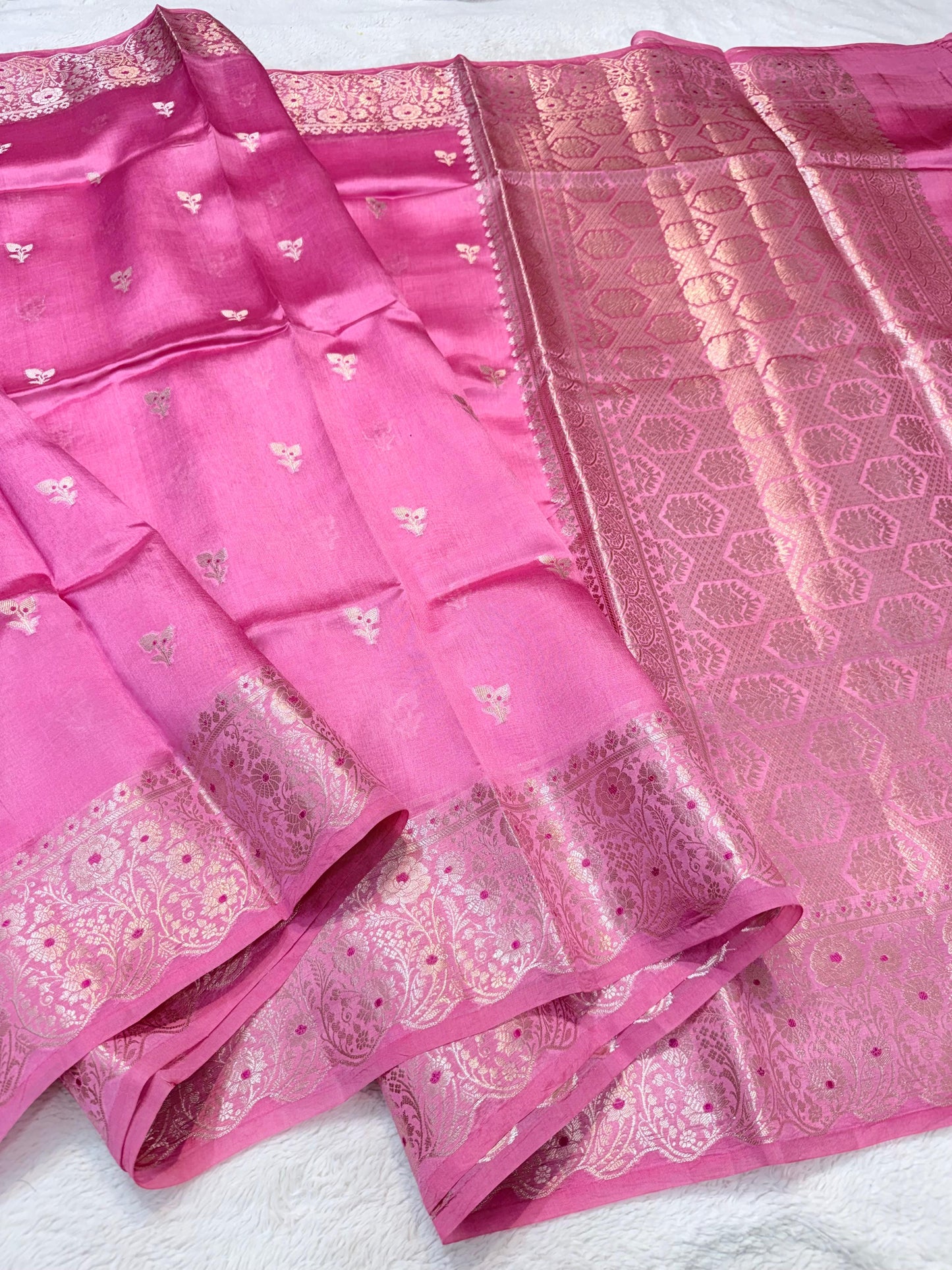 Pink Shade Pure Green Mango Premium Banarasi Silk Saree