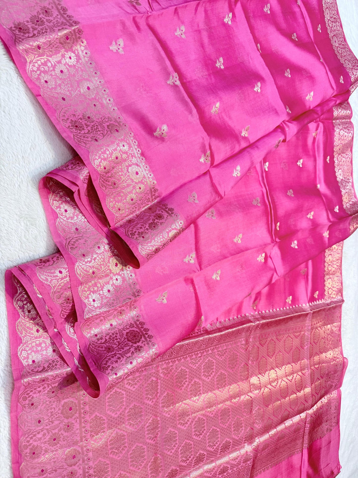 Pink Shade Pure Green Mango Premium Banarasi Silk Saree