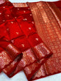 Red Shade Pure Green Mango Premium Banarasi Silk Saree