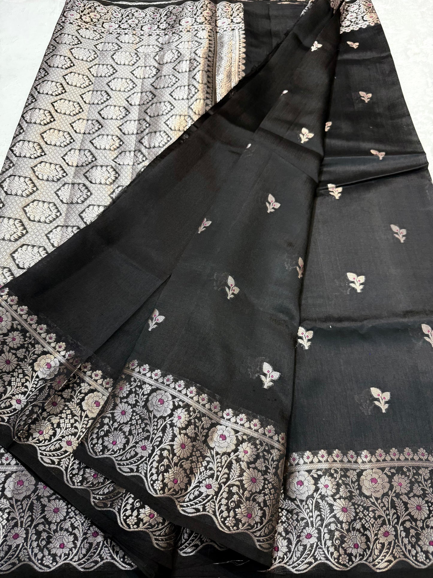 Black Shade Pure Green Mango Premium Banarasi Silk Saree