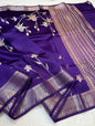 Purple & Blue Shade Pure Viscose Premium Banarasi Silk Saree