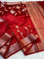 Red Shade Pure Viscose Premium Banarasi Silk Saree