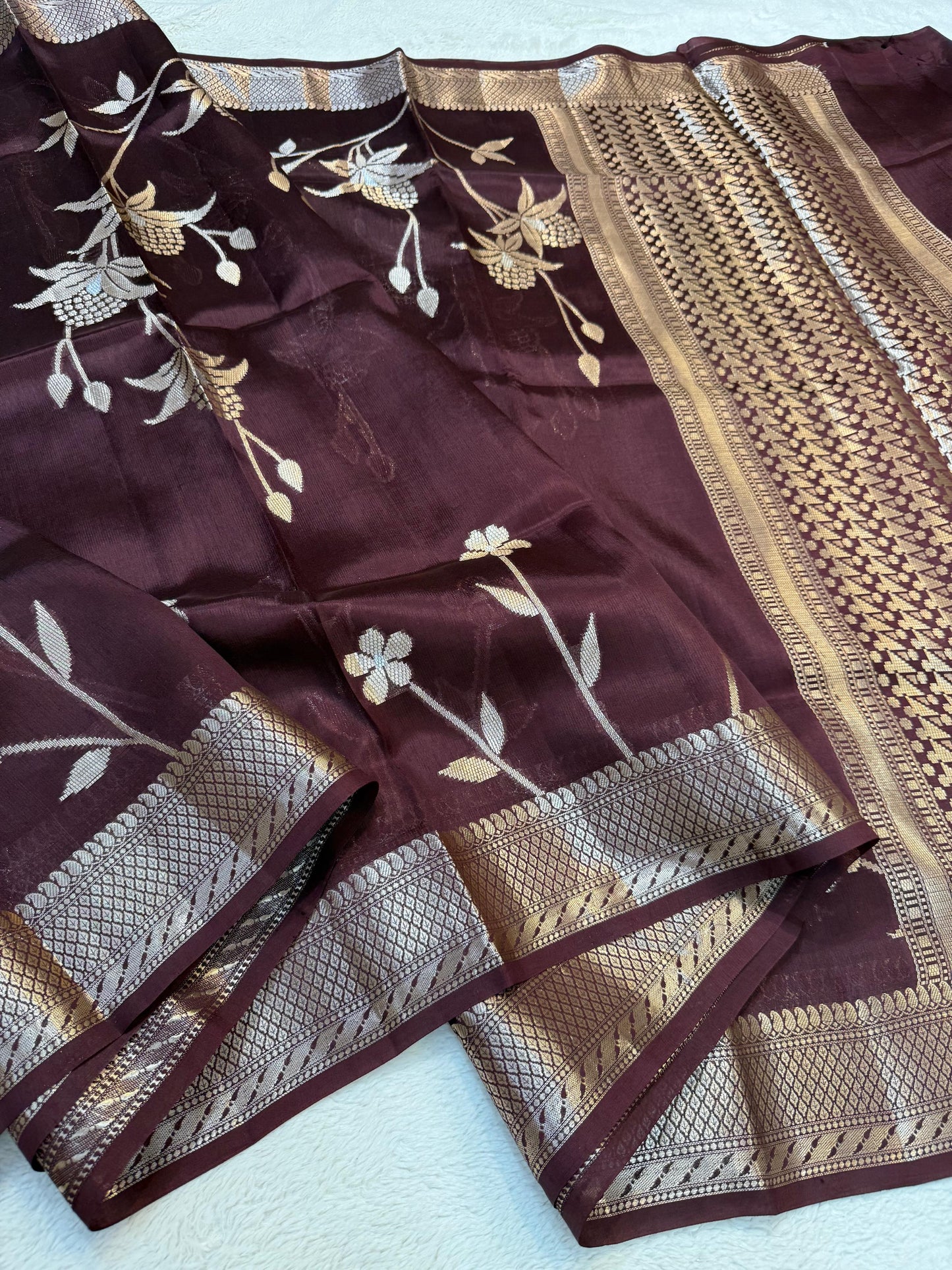 Wine Shade Pure Viscose Premium Banarasi Silk Saree