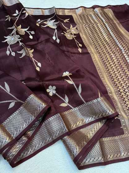 Wine Shade Pure Viscose Premium Banarasi Silk Saree