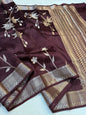 Wine Shade Pure Viscose Premium Banarasi Silk Saree