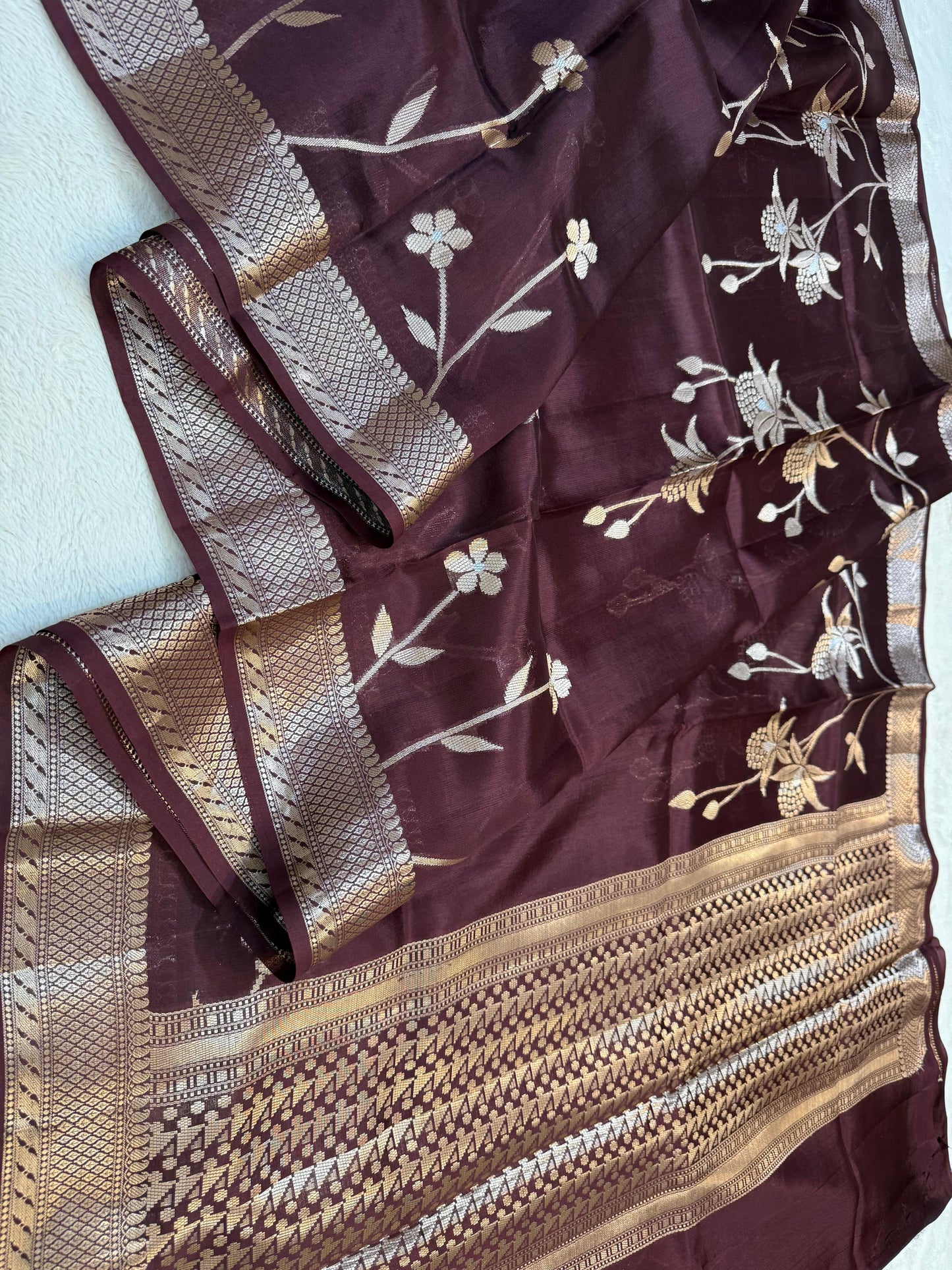 Wine Shade Pure Viscose Premium Banarasi Silk Saree
