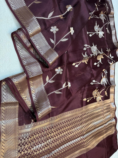 Wine Shade Pure Viscose Premium Banarasi Silk Saree